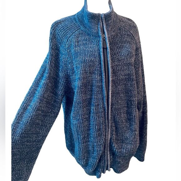 L.L. Bean sweater Front Zipper Heavy Knit Navy Blue winter Women’s M - Picture 2 of 7